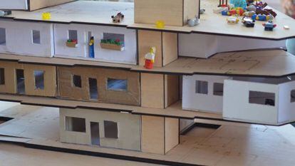 Maqueta del primer poryecto de viviendas cohousing que se construir&aacute; en el sur de Madrid