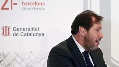 El ministro de Transportes, Óscar Puente, durante un acto en Barcelona este viernes.