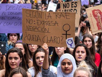 Manifestación feminista en mayo de 2018 en Barcelona.  