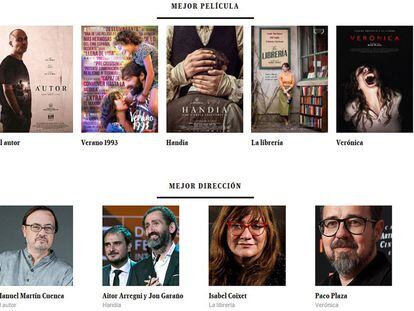 Carteles de las películas nominadas a ls Premios Goya