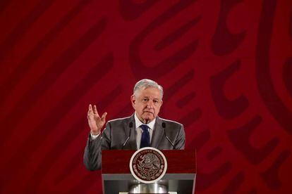López Obrador, durante su conferencia de prensa este jueves.