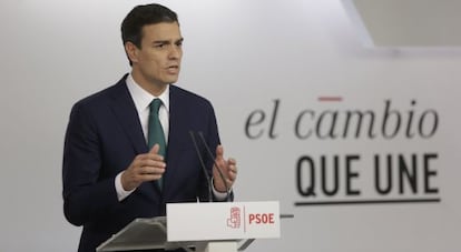El secretario general y candidato socialista a la Presidencia del Gobierno, Pedro Sánchez, este lunes.