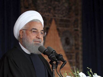 El presidente iraní, Hasan Rohani, este martes en Tabriz.
