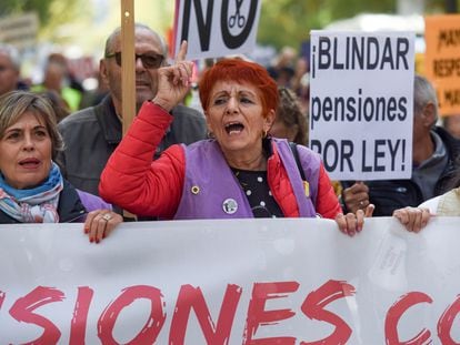 Protesta para exigir una mejora de las pensiones, el día 19 en Madrid.