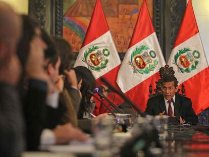 El presidente de Perú, Ollanta Humala, en una conferencia de prensa con corresponsales extranjeros en Lima.