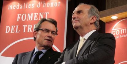 Artur Mas y Joaquim Gay de Montell&agrave;, durante un acto de la patronal Fomento del Trabajo, en noviembre.
