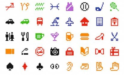 Algunos de los 'emojis' diseñados por el operador japonés Docomo en el año 2000.