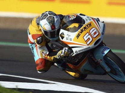 Juanfran Guevara en los entrenamientos de Moto3 en Gran Bretaña.