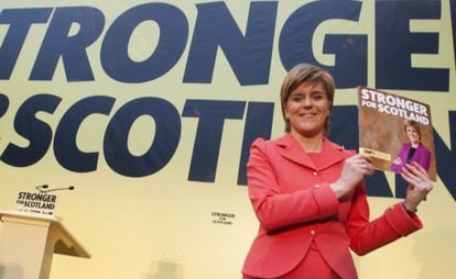 Nicola Sturgeon, EN la presentación del programa del SNP.