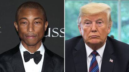 De izquierda a derecha: Pharrell Williams y Donald Trump, en 2018.