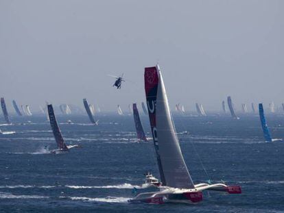 Salida de la flota de la Ruta del Ron 2018 desde el puerto francés de Saint Malo.