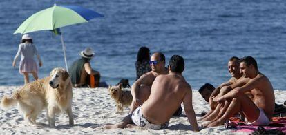 Varias personas disfrutan de las playas de las R&iacute;as Bajas de Galicia. En la foto, la playa de O Bao en la R&iacute;a de Vigo.