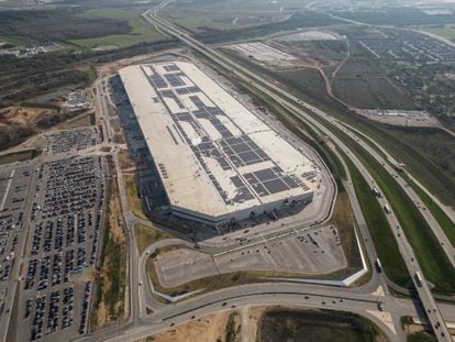 Vista aérea de una megaplanta de Tesla en Austin (EE UU), el 28 de febrero.