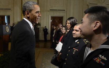 El presidente estadounidense Obama durante la ceremonia de ciudadan&iacute;a celebrada en la Casa Blanca esta semana.