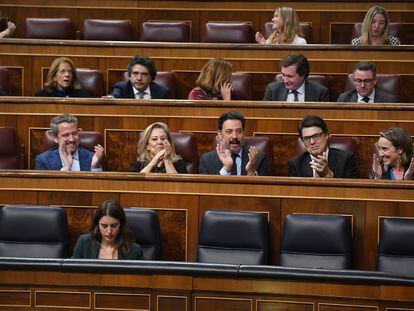 La dirección del grupo parlamentario del PP en el Congreso, este miércoles en un momento del debate presupuestario.