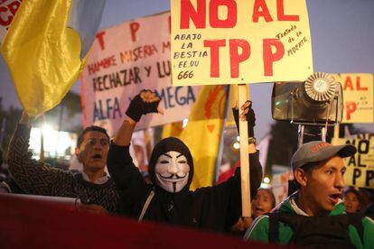 Manifestación contra el TPP, la semana pasada en Lima