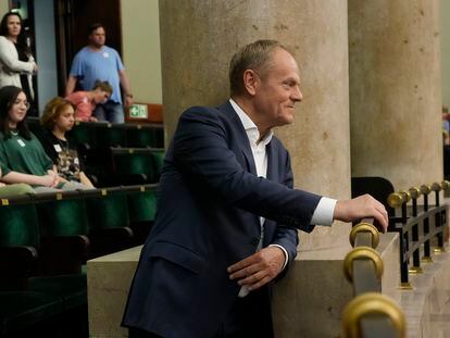 El líder de la oposición y ex primer ministro de Polonia, Donald Tusk, en el Parlamento polaco, el pasado viernes.
