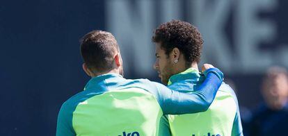 Alba y Neymar, en el entrenamiento de este sábado.