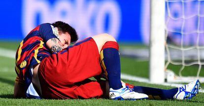 Messi, el d&iacute;a de su lesi&oacute;n contra Las Palmas.