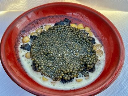 Pepino de mar con garbanzos y caviar. J.C. CAPEL
