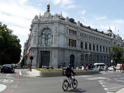 Exterior de la sede del Banco de España, en Madrid.