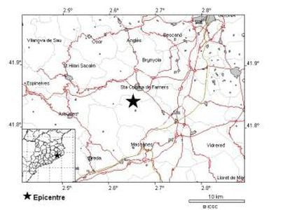 El sisme de magnitud 3 ha tingut l&#039;epicentre a Riudarenes.