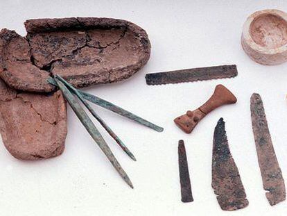 Instrumentos hallados en el yacimiento de Cabezo Juré, en Alosno.