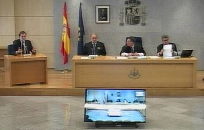Rajoy, durante su declaración en la Audiencia Nacional.