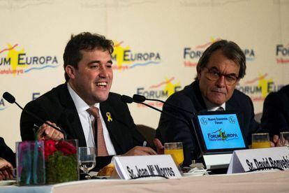 El presidente del PDeCAT, David Bonvehí, junto al expresidente de la Generalitat Artur Mas.