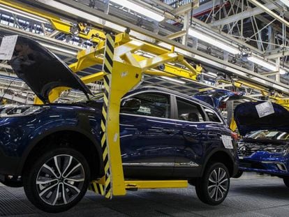Cadena de montaje de los modelos de Renault Mégane y Kadjar en la fábrica de la compañía en Palencia.