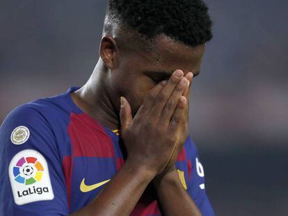 Ansu Fati, en el partido ante el Valladolid en el Camp Nou.