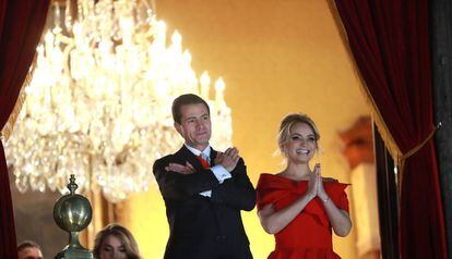 Enrique Peña Nieto el 15 de septiembre de 2018 durante la celebración del día de la independencia de México.