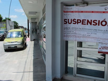 Una de las clínicas privadas suspendidas por los casos de meningitis, el 19 de mayo de 2023 en Matamoros (Estado de Tamaulipas).