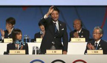 El primer ministro japonés, Shinzo Abe, durante la presentación de la candidatura.