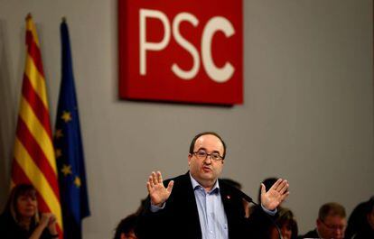 El primer secretario del PSC, Miquel Iceta, durante el Consell Nacional. 