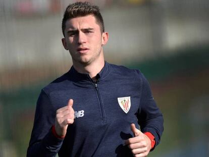 Laporte, en una de sus últimas prácticas con el Athletic.