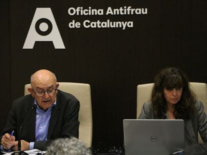 El director de la Oficina Antifraude de Cataluña, Miguel Ángel Gimeno, presenta los resultados del último barómetro sobre corrupción, este miércoles en Barcelona.