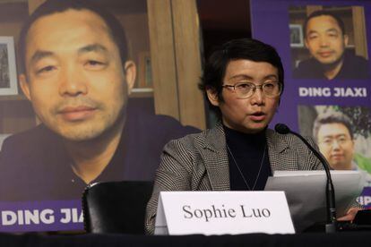 Sophie Luo, esposa del activista encarcelado Ding Jiaxi, el 3 de febrero en Washington, donde fue a hablar sobre su caso.