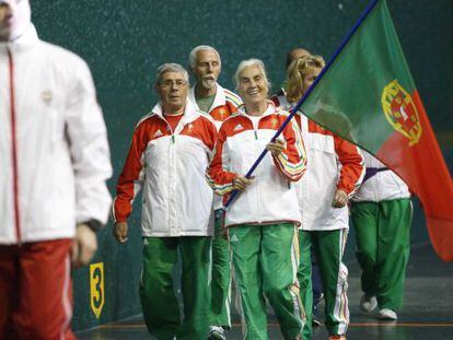 Participantes en el Campeonato de Veteranos de Atletismo que se celebra en San Sebastián.