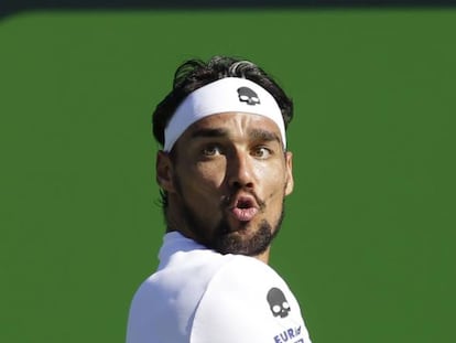 Fognini, durante los cuartos frente a Nishikori.