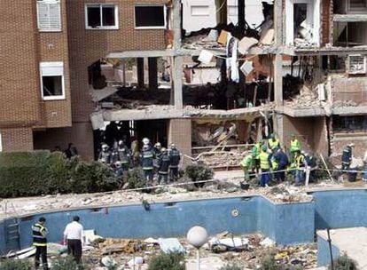 Estado en el que quedó el edificio de Leganés donde se suicidaron siete presuntos autores del 11-M.