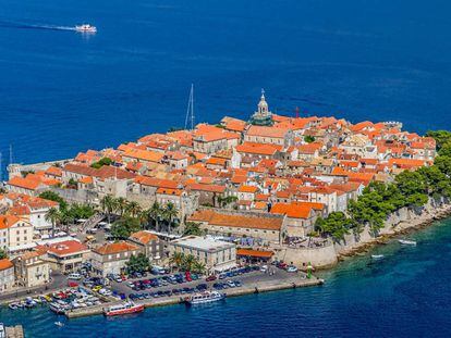Vista aérea de la isla de Korčula, una de lás más famosas de la costa croata