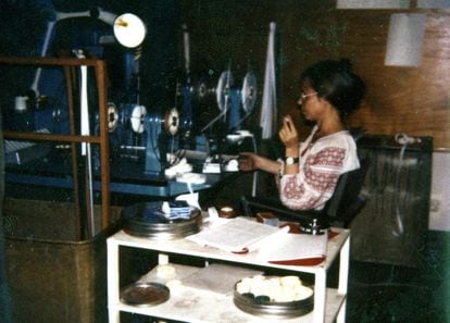 Ziva Postec, during the montage of the documentary 'Shoah', 1981.