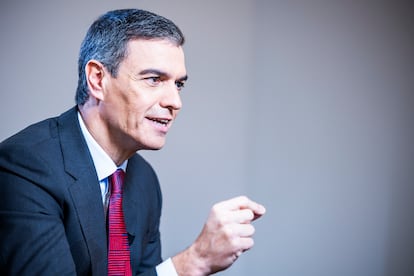 El presidente Sánchez, durante la entrevista. 