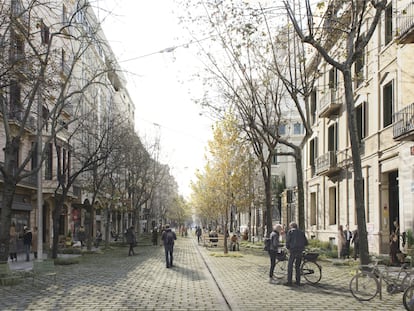 Proyecto 'Caminar desde el centro' ganador del rediseño de la calle de calle de Consell de Cent de Barcelona.