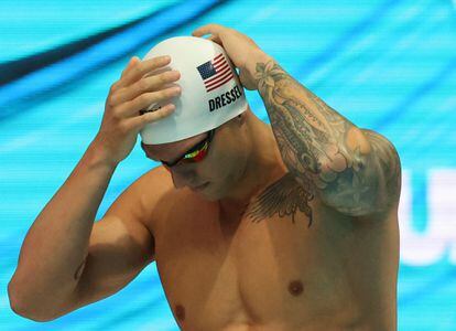 Caeleb Dressel this Wednesday before the 100m freestyle test.