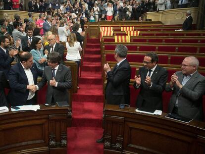 Pleno en el Parlament, tras la aprobación de la Ley del referéndum.
 