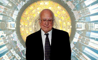Nobel laureate Professor Peter Higgs at the Science Museum, London, ahead of the opening of the museum's new Collider exhibition, which gives visitors a behind-the-scenes look at the Large Hadron Collider (LHC) and Cern particle physics laboratory in Geneva.  (Photo by Sean Dempsey/PA Images via Getty Images)