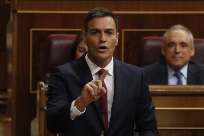 El president espanyol, Pedro Sánchez, aquest dimecres al Congrés.