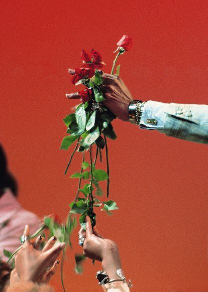La mano de Al Green sujeta unas flores en el programa 'Soul Train'.